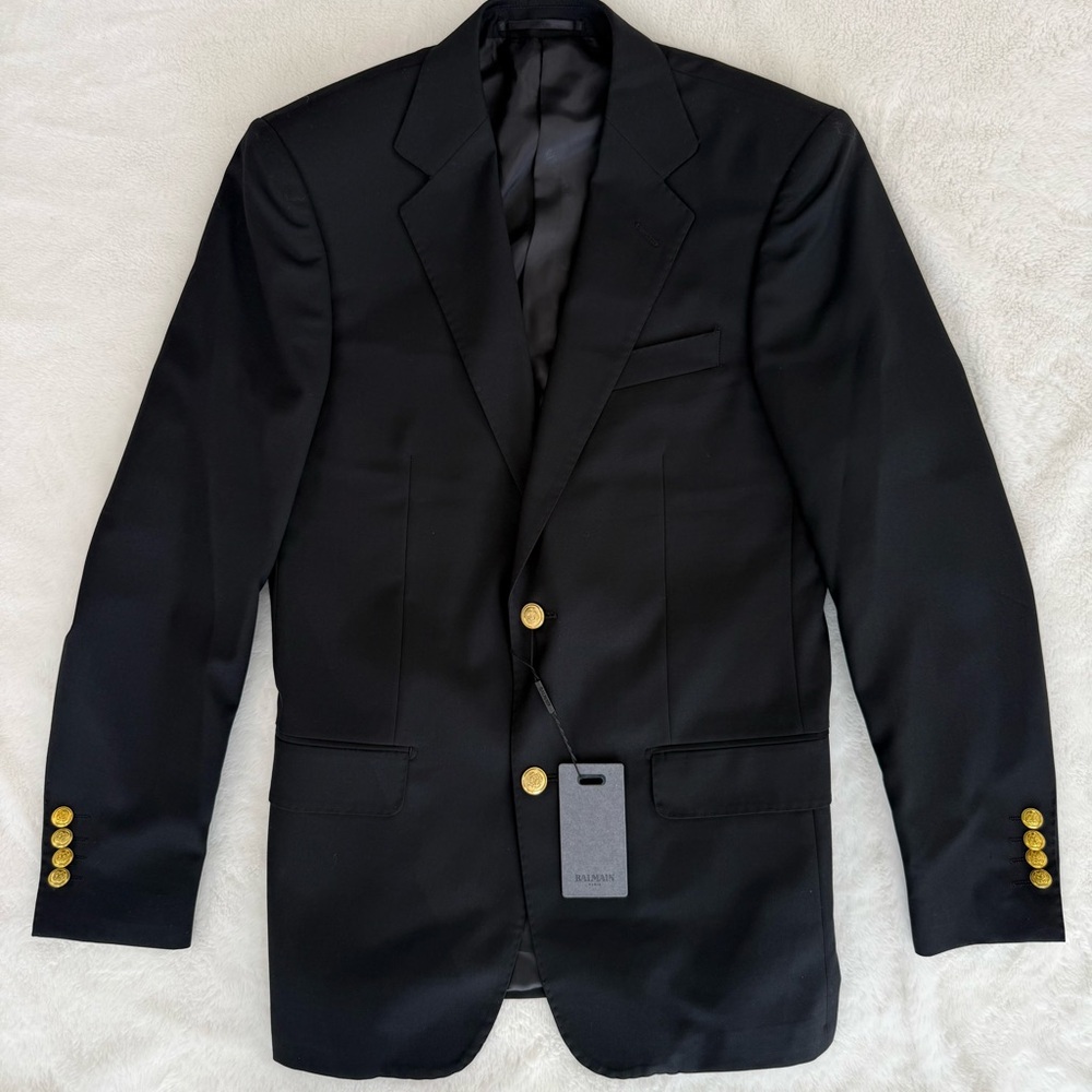 NWT Balmain Black Blazer with Gold Buttons